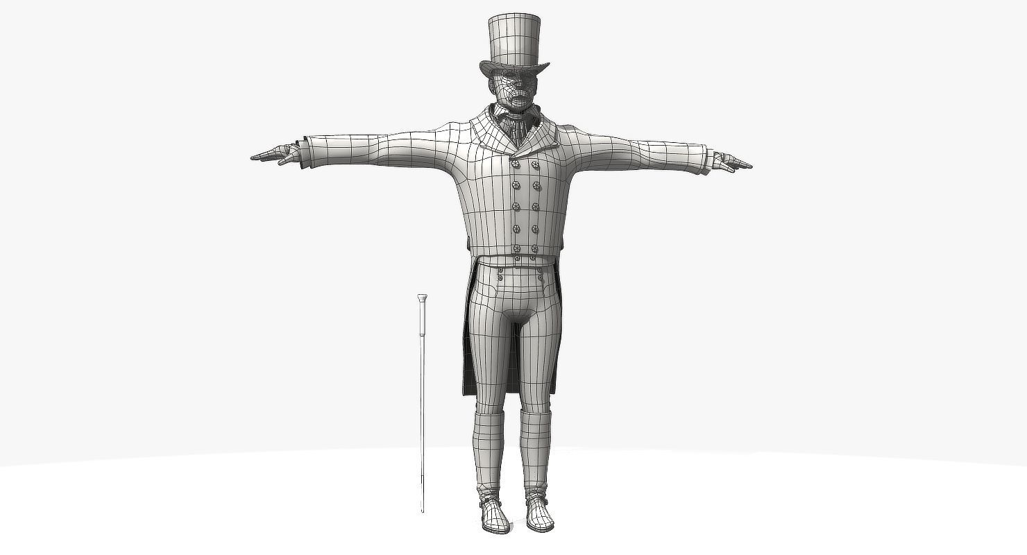 Regency Man 1811-1820 - Low poly - rigged - animated 3D model_19