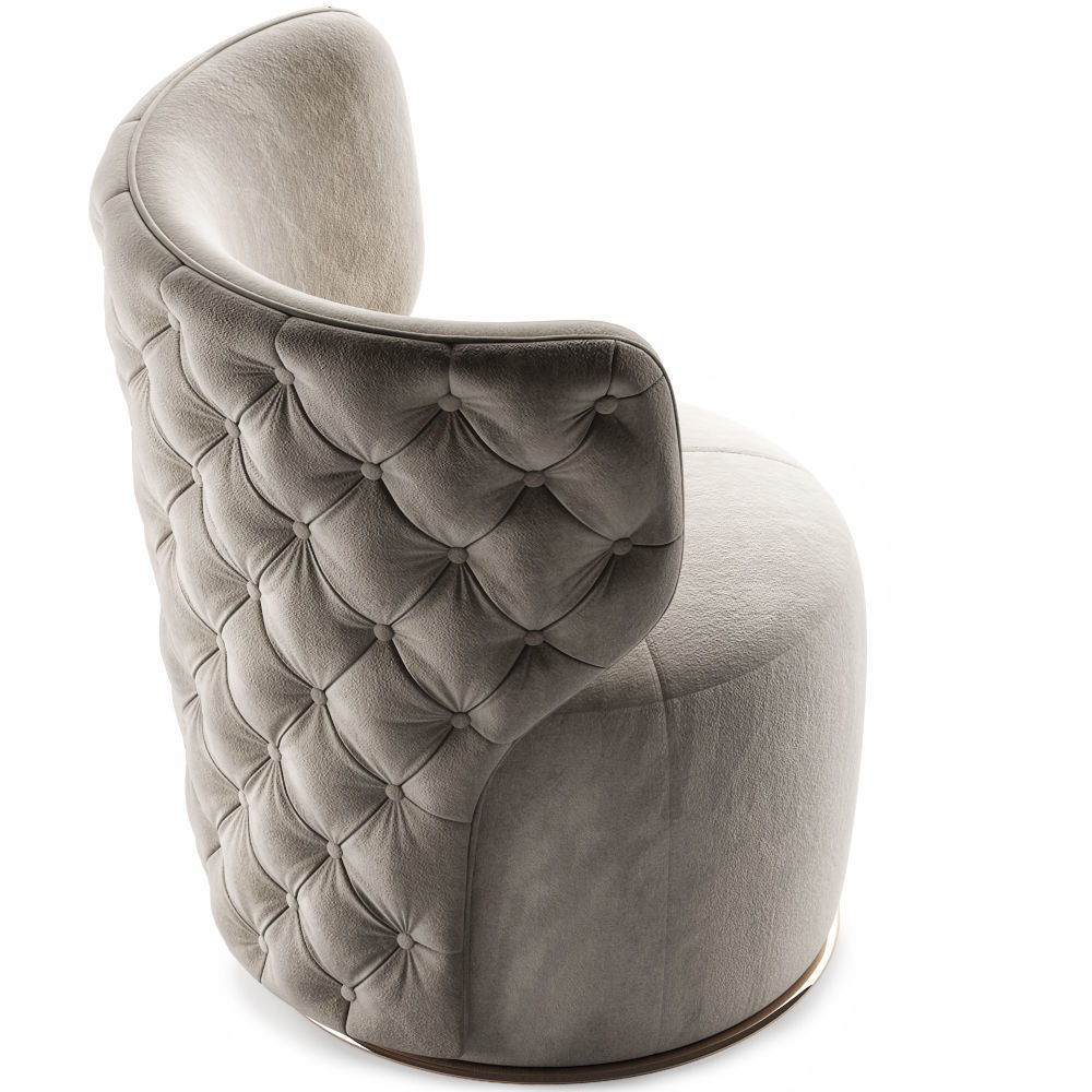 Buttoned Swivel Chair 3D model_2