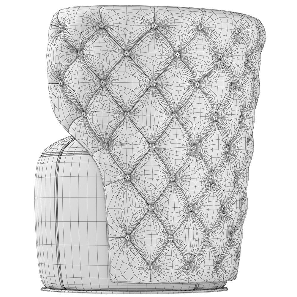 Buttoned Swivel Chair 3D model_4