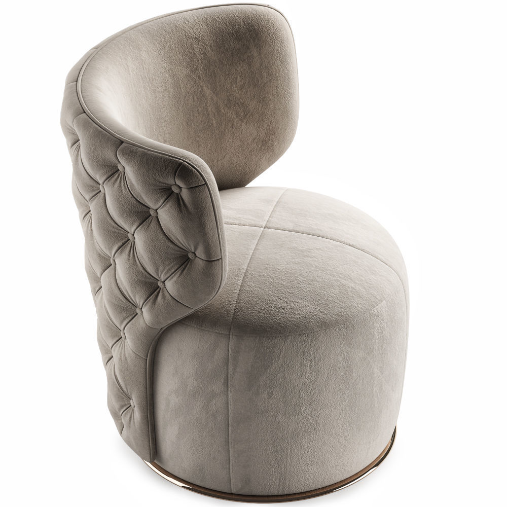 Buttoned Swivel Chair 3D model_3