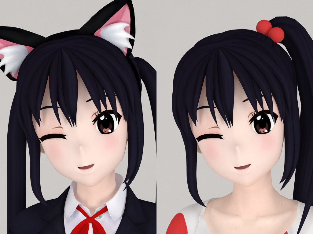 Azusa Nakano anime girl pose 02 3D model_1