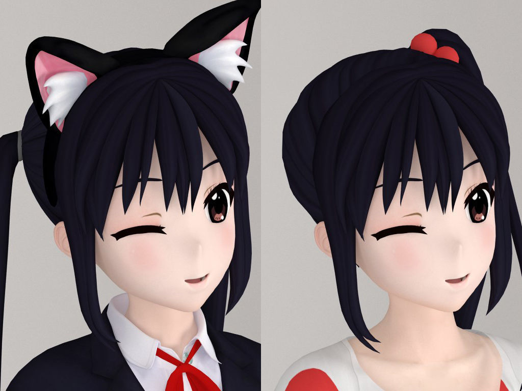 Azusa Nakano anime girl pose 02 3D model_2