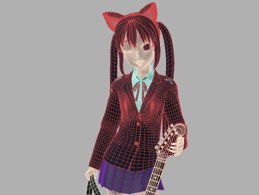 Azusa Nakano anime girl pose 02 3D model_8