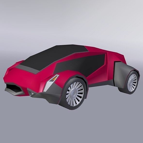 CyberFish futuristic concept vehicle Low-poly 3D model_8