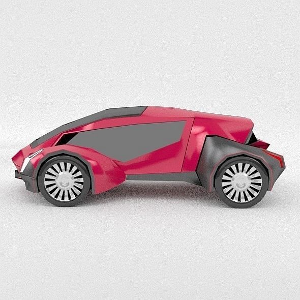 CyberFish futuristic concept vehicle Low-poly 3D model_2