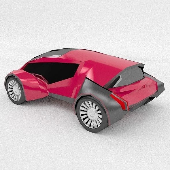 CyberFish futuristic concept vehicle Low-poly 3D model_4