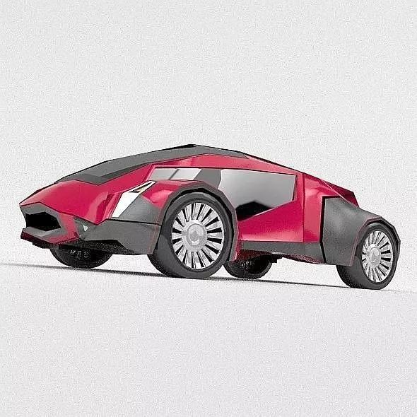 CyberFish futuristic concept vehicle Low-poly 3D model_0