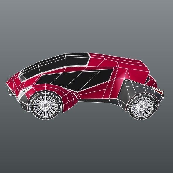 CyberFish futuristic concept vehicle Low-poly 3D model_11