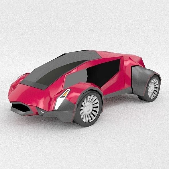 CyberFish futuristic concept vehicle Low-poly 3D model_1