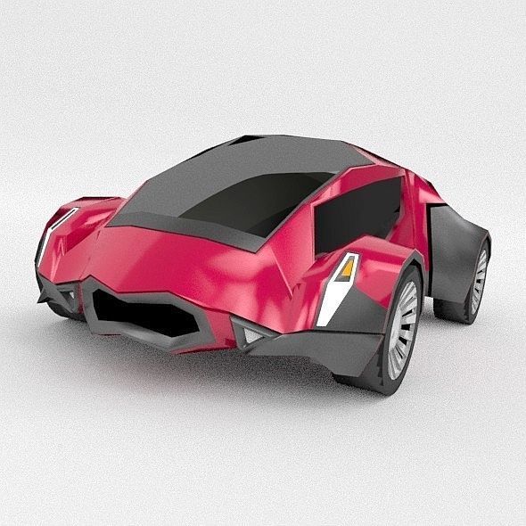 CyberFish futuristic concept vehicle Low-poly 3D model_3