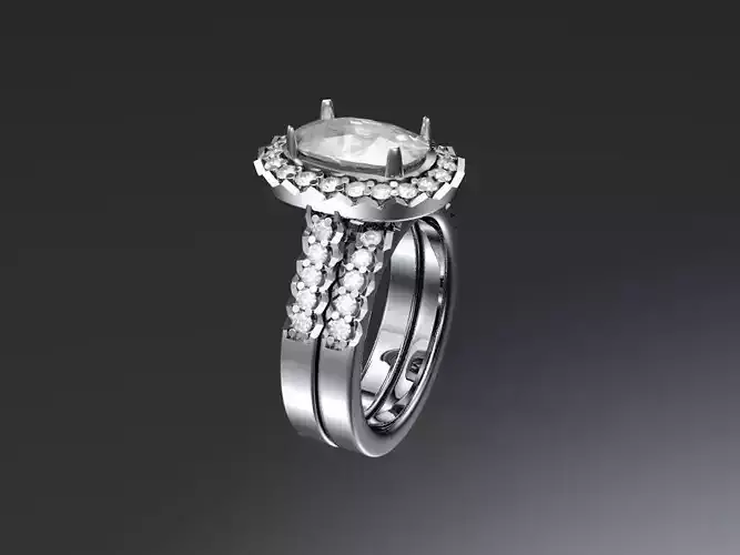 Engagement ring and matching band