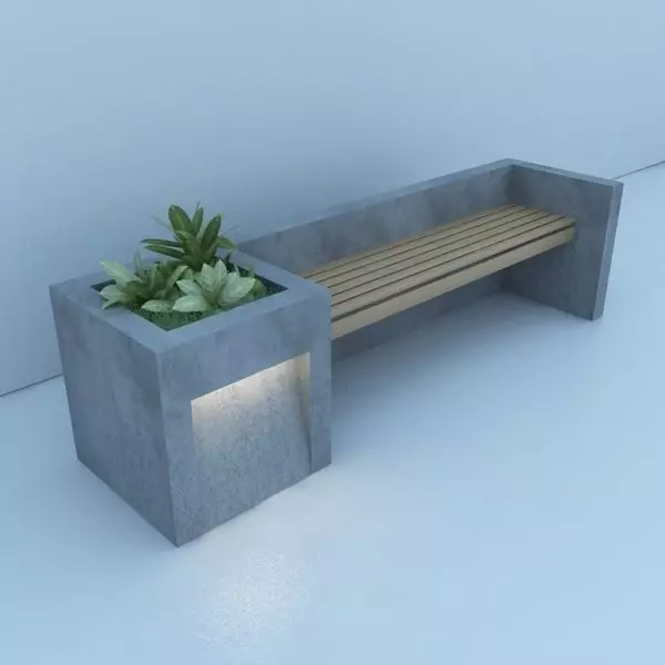 Modern Bench Street and Garden 3D model