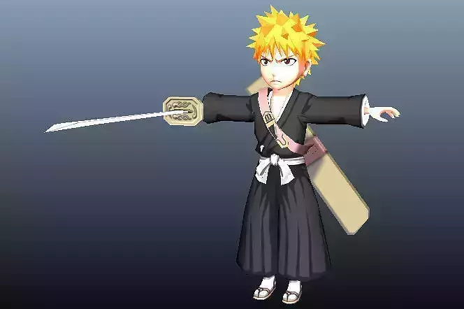  Ichigo Kurosaki Bleach 3D Anime Character Low-poly 3D model