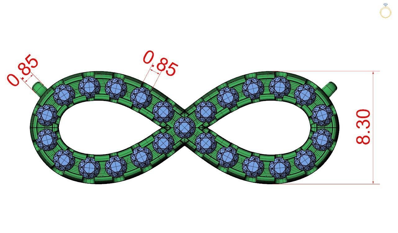 Pendent - 3 infinity symbol 3D print model_8