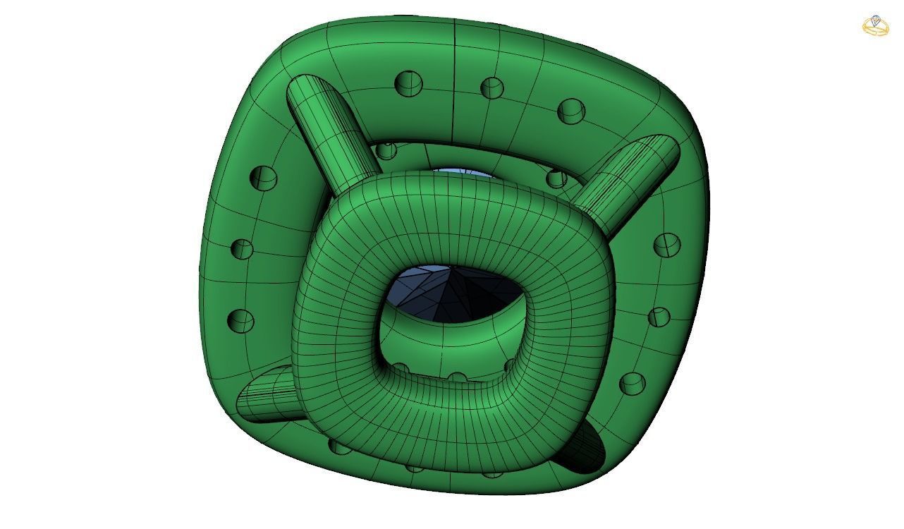 Pendent -4 ring with hole in middle 3D print model_15