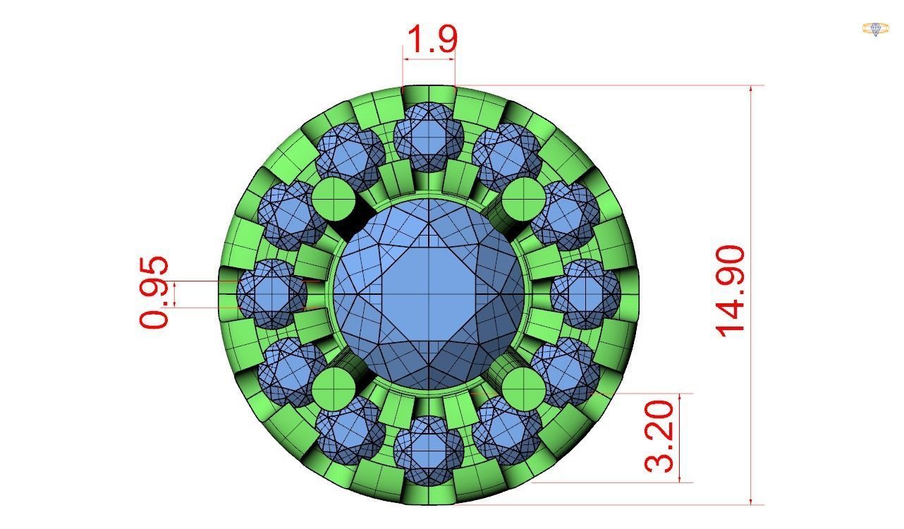Pendent -4 ring with hole in middle 3D print model_20