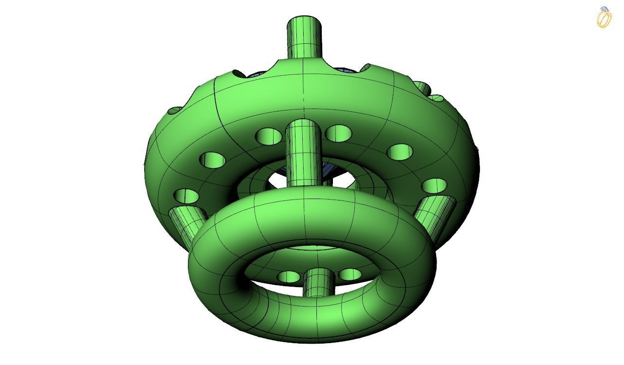 Pendent -4 ring with hole in middle 3D print model_23
