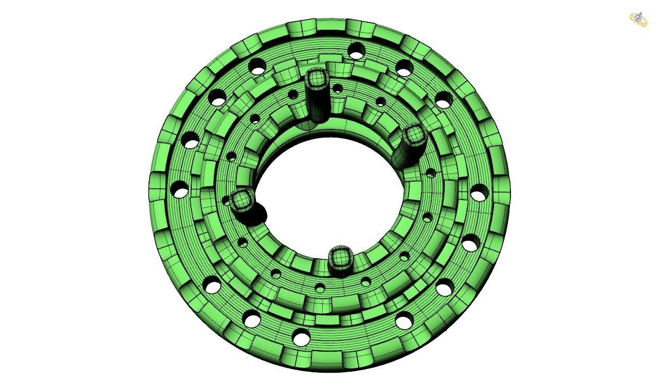 Pendent -4 ring with hole in middle 3D print model_9