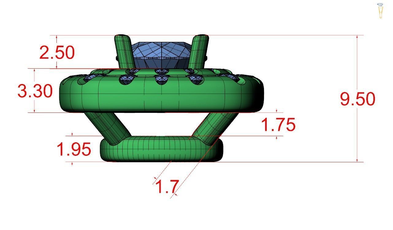 Pendent -4 ring with hole in middle 3D print model_12