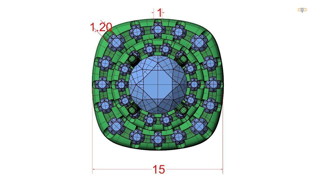 Pendent -4 ring with hole in middle 3D print model_13