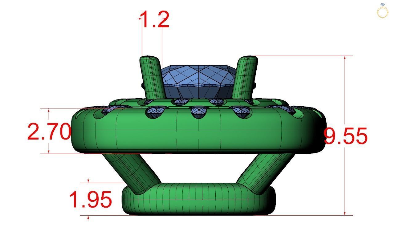 Pendent -4 ring with hole in middle 3D print model_10