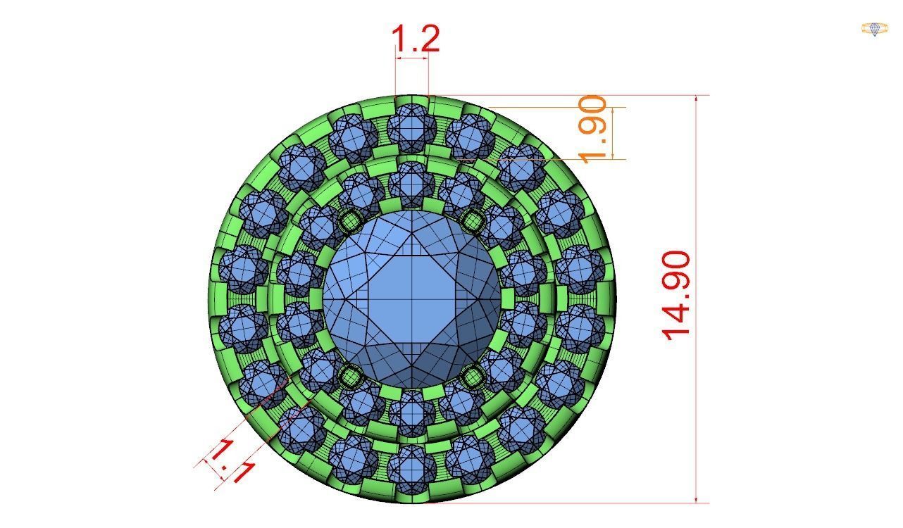 Pendent -4 ring with hole in middle 3D print model_7