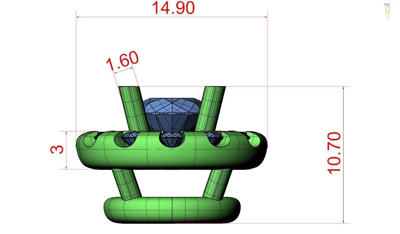 Pendent -4 ring with hole in middle 3D print model_18