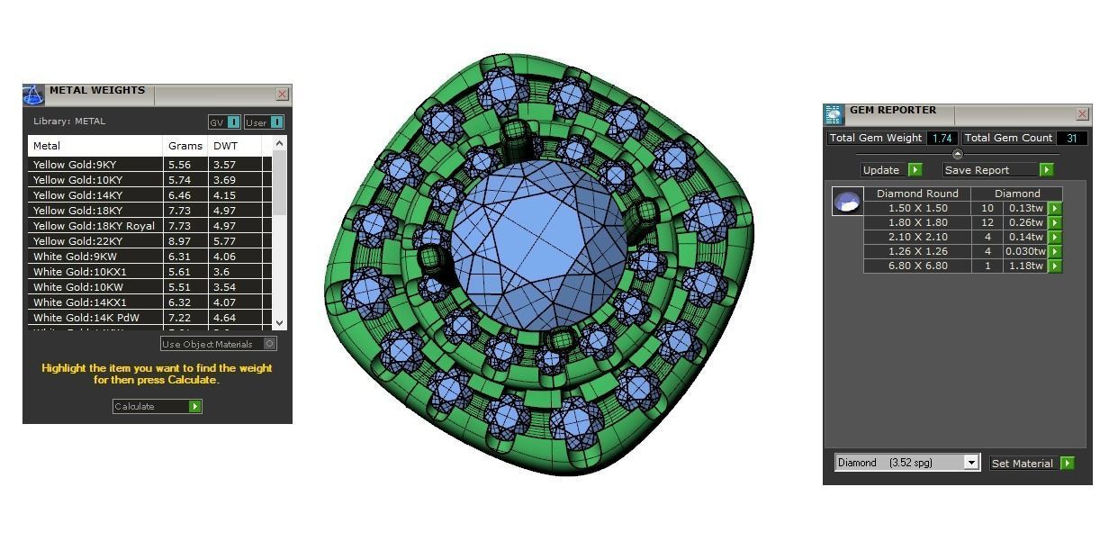 Pendent -4 ring with hole in middle 3D print model_11