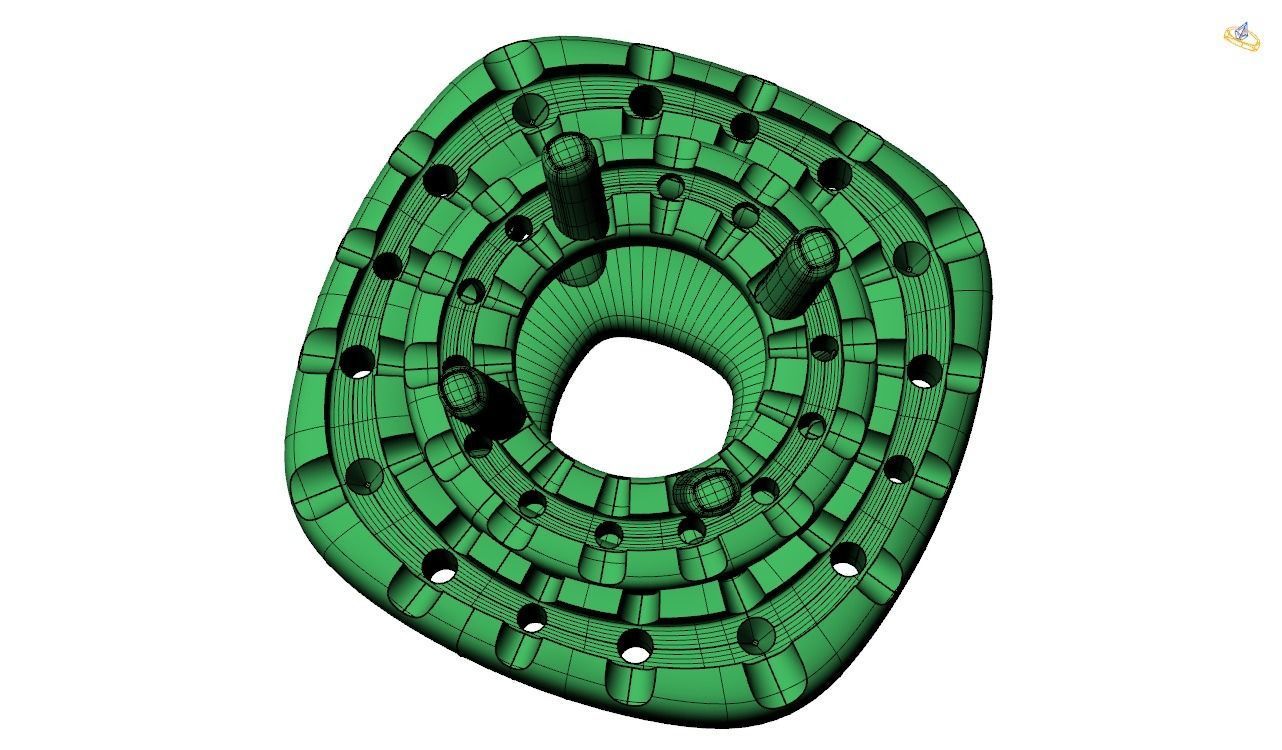 Pendent -4 ring with hole in middle 3D print model_17