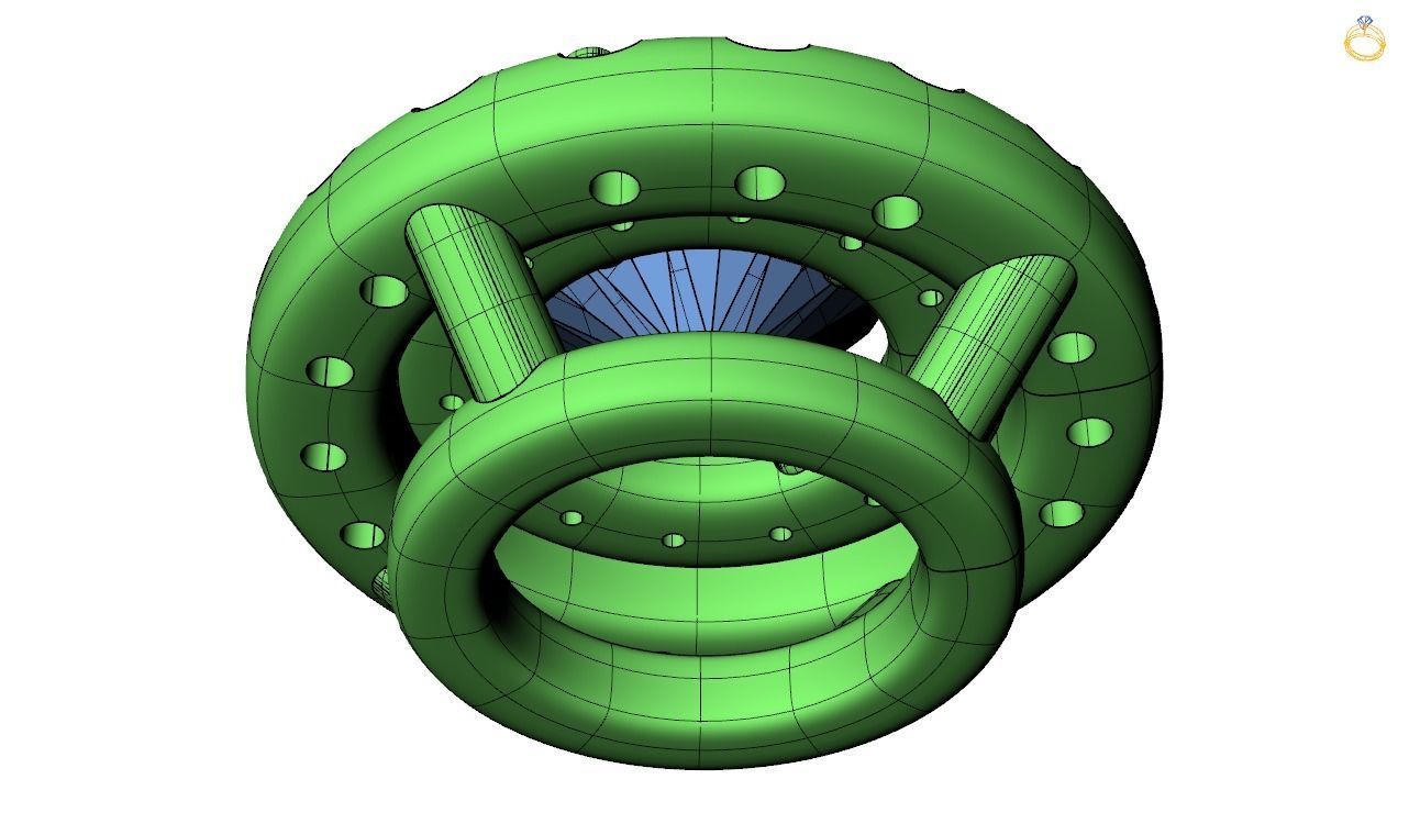 Pendent -4 ring with hole in middle 3D print model_8