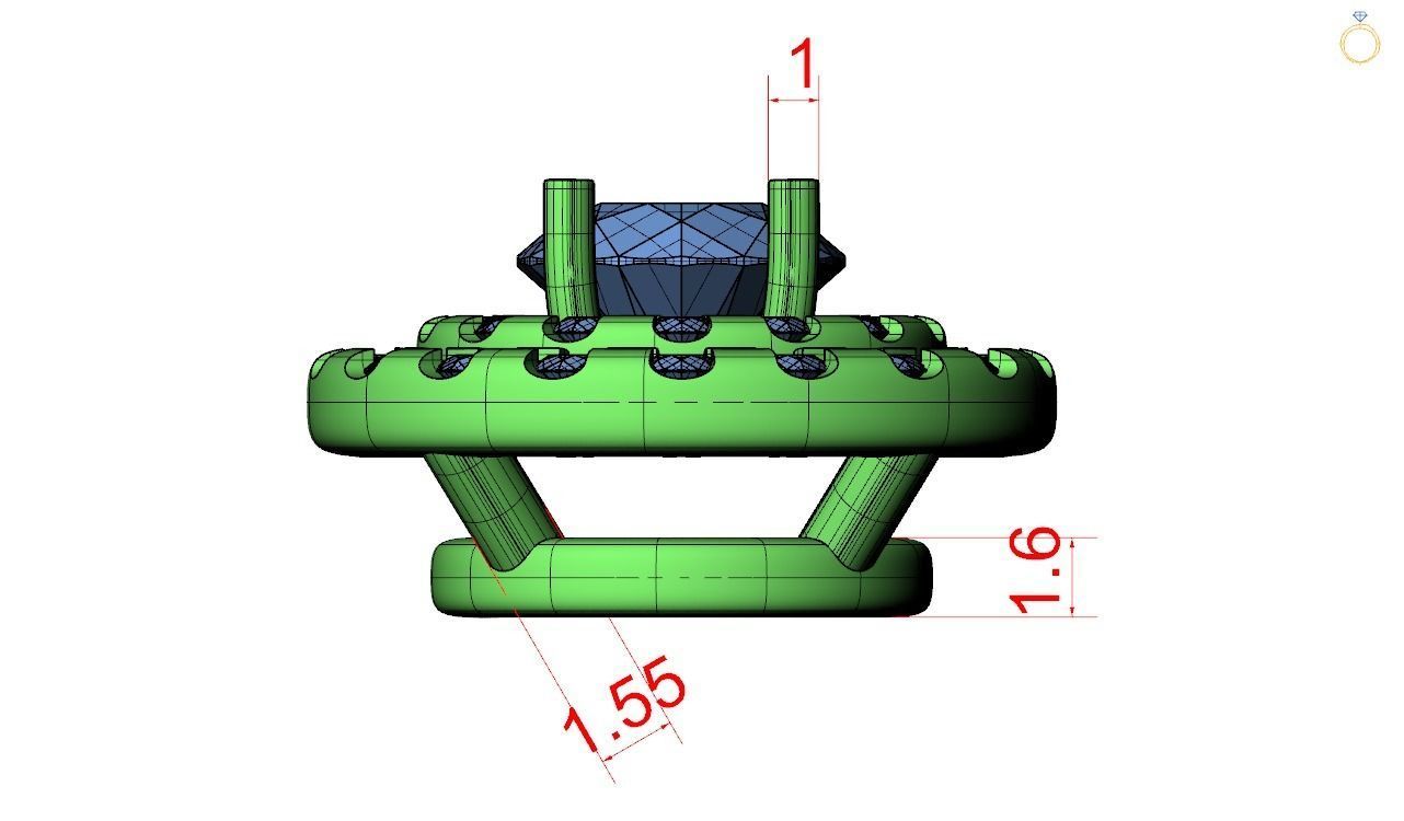 Pendent -4 ring with hole in middle 3D print model_4
