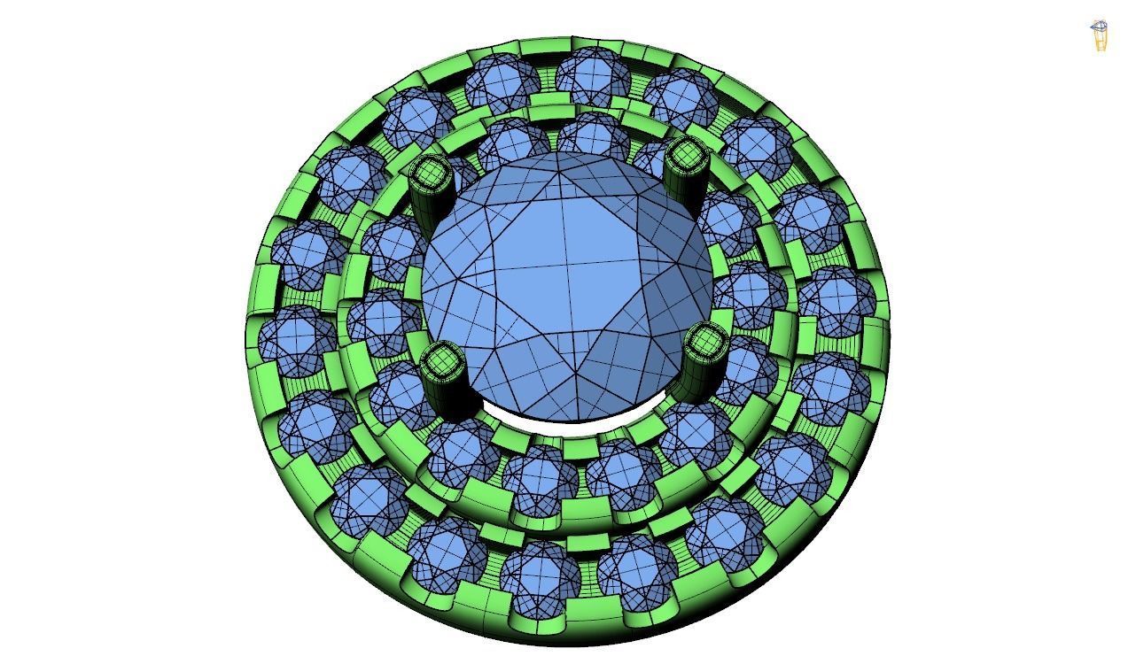 Pendent -4 ring with hole in middle 3D print model_3