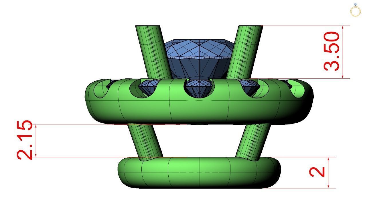 Pendent -4 ring with hole in middle 3D print model_19