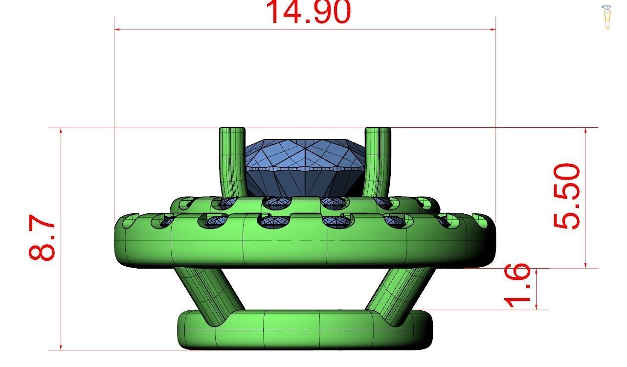 Pendent -4 ring with hole in middle 3D print model_6
