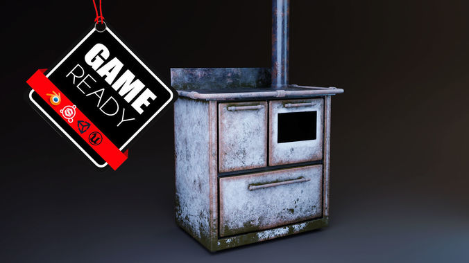 Old Stove Putage  Low-poly 3D model