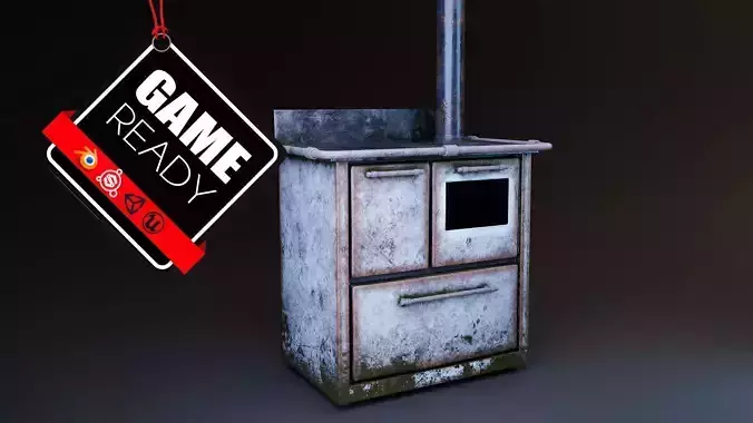 Old Stove Putage  Low-poly 3D model