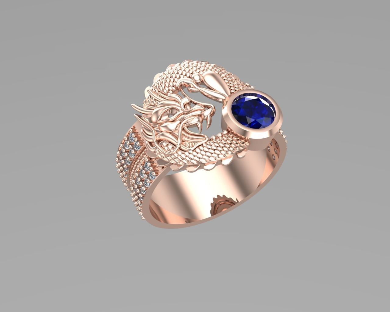 Dragon Diamond rings NN076 3D print model_2