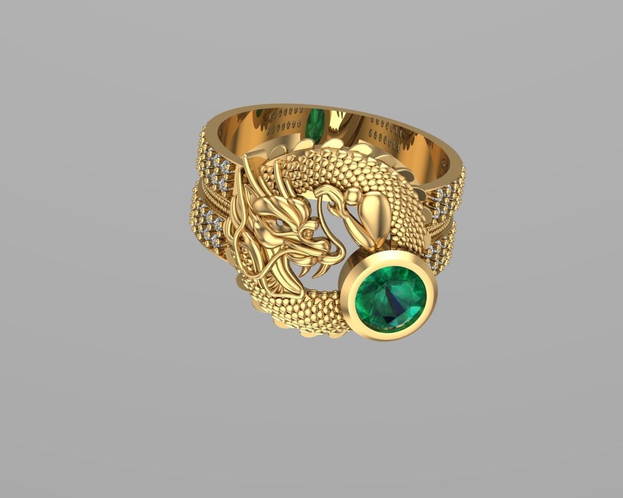 Dragon Diamond rings NN076 3D print model_6