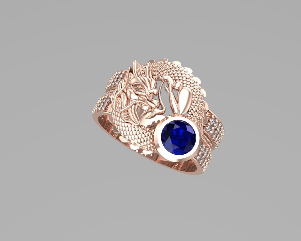 Dragon Diamond rings NN076 3D print model_5