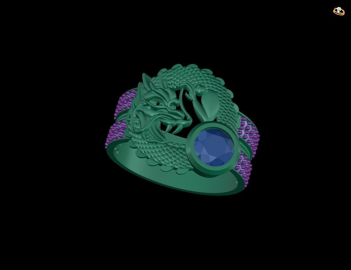 Dragon Diamond rings NN076 3D print model_9