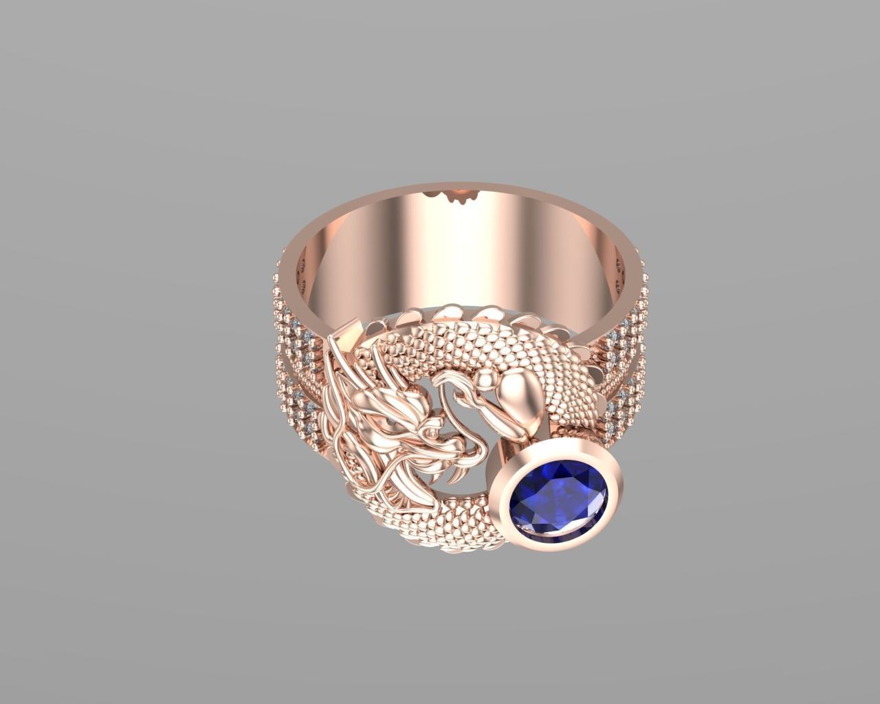 Dragon Diamond rings NN076 3D print model_7