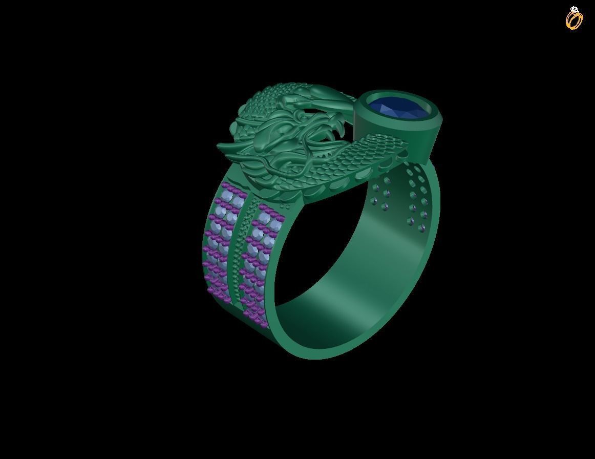 Dragon Diamond rings NN076 3D print model_8