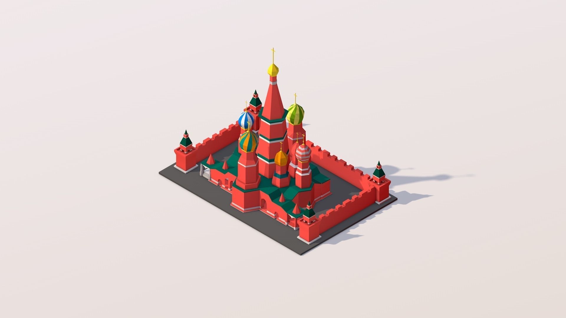 Polygonia Cartoon World Landmarks Pack Low-poly 3D model_10