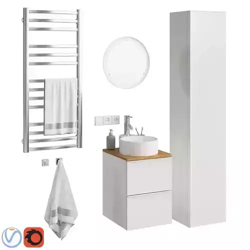 Godmorgon set 9 bathroom with towel rack and mirror