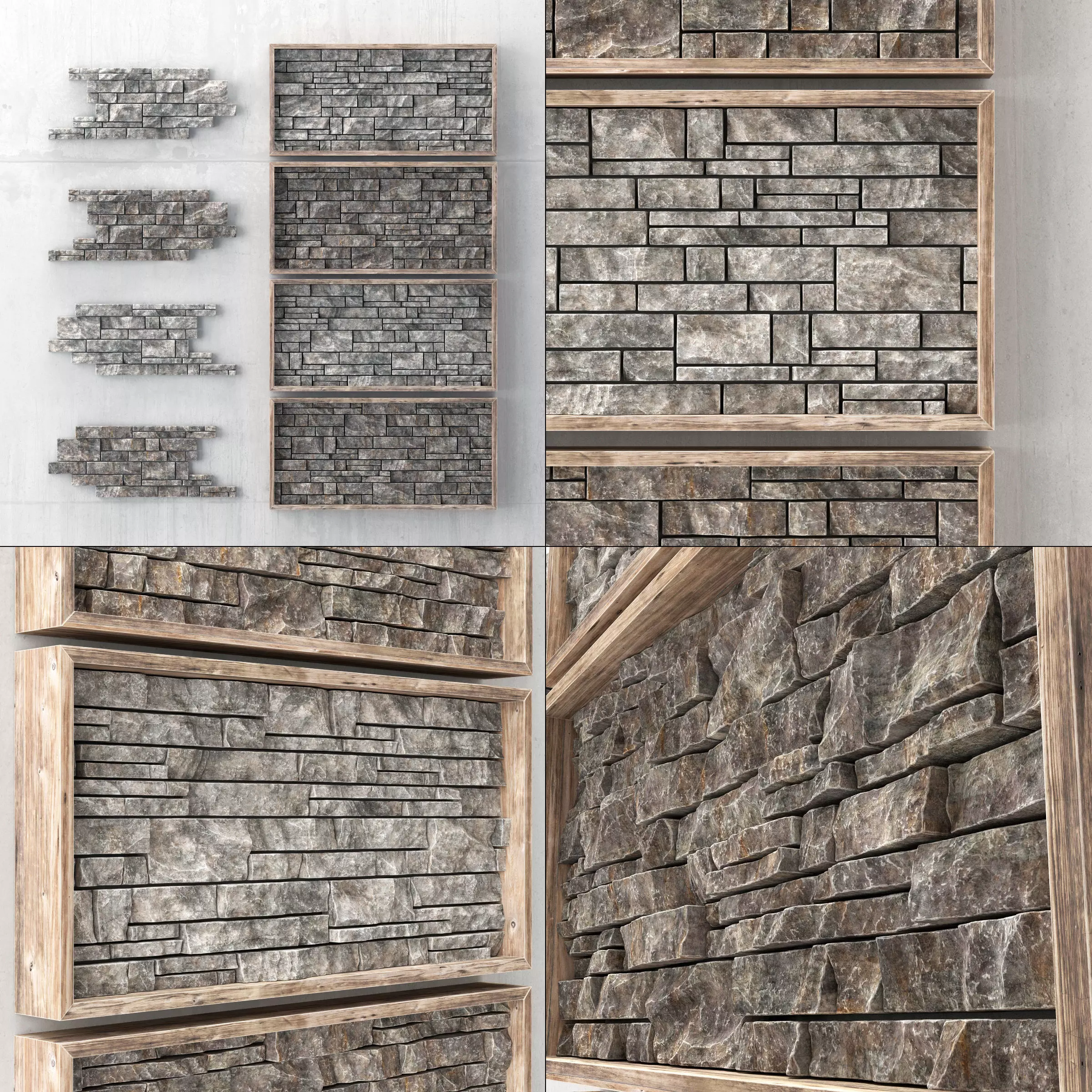 Panel decorative rock brick 3D model_0