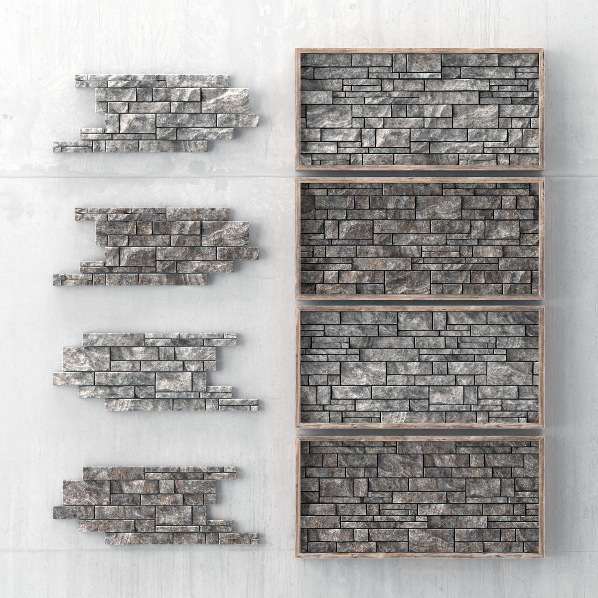 Panel decorative rock brick 3D model_1