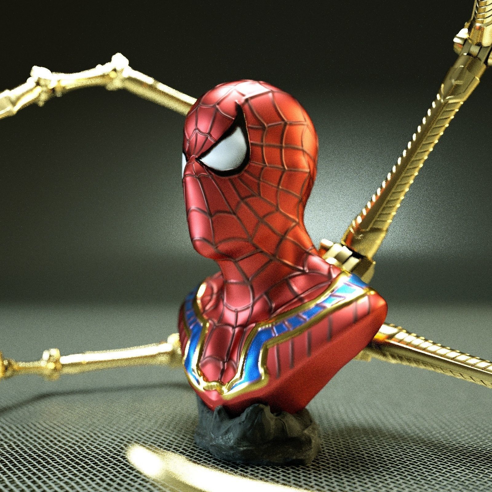 IRON SPIDER BUST   - Moving Spider Arms - 3D print model_9