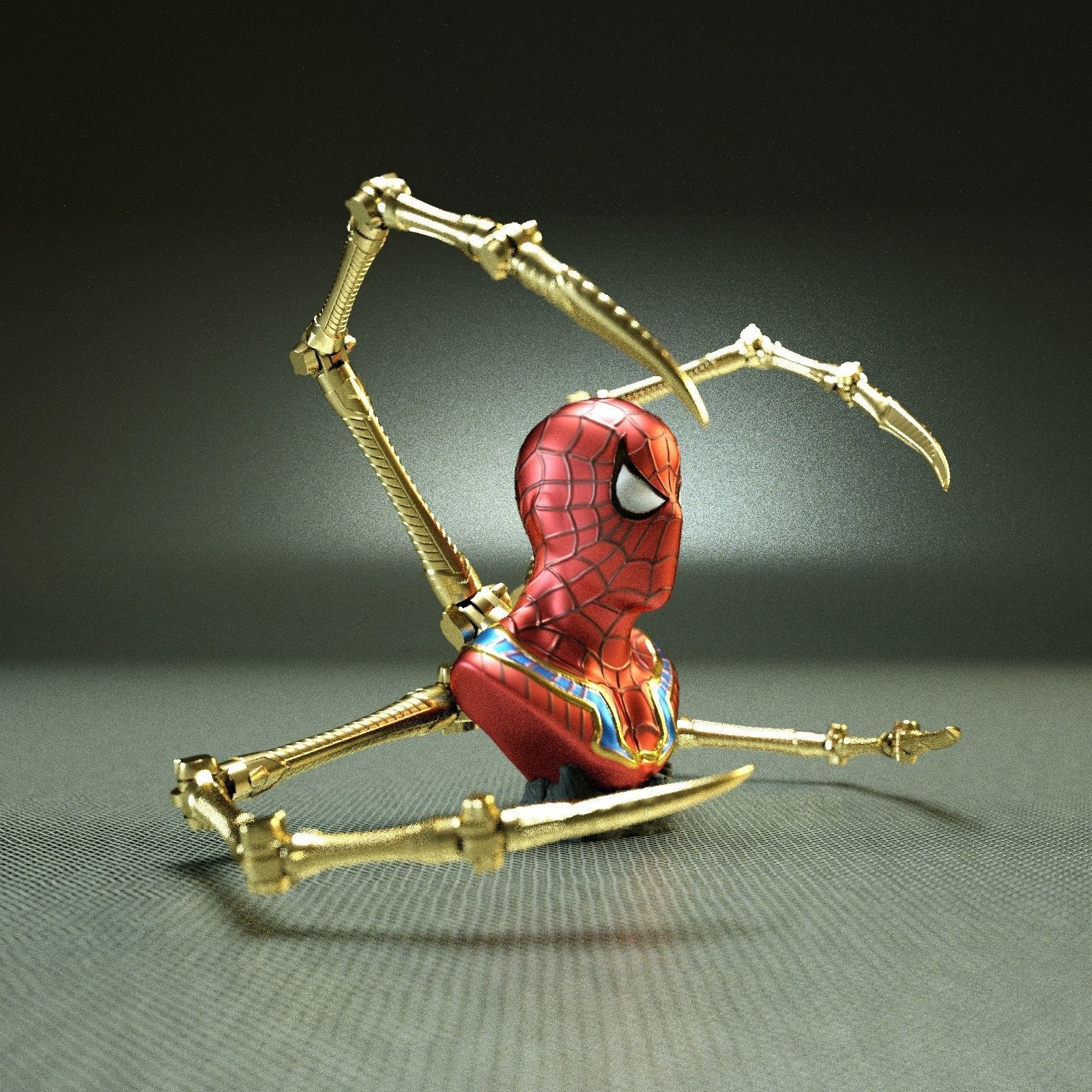 IRON SPIDER BUST   - Moving Spider Arms - 3D print model_8