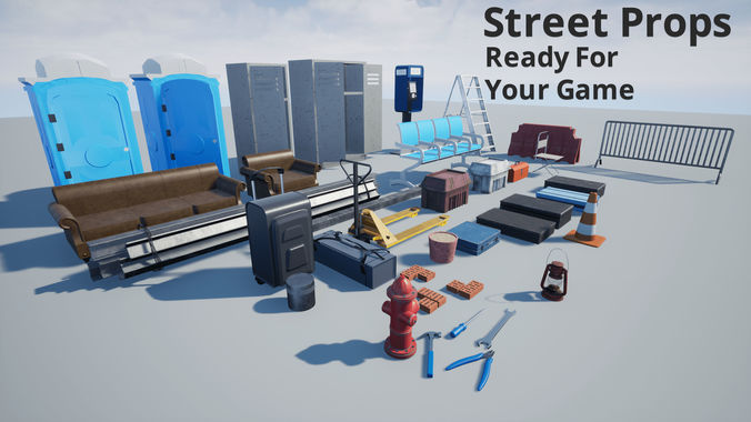 Street Props Low-poly 3D model