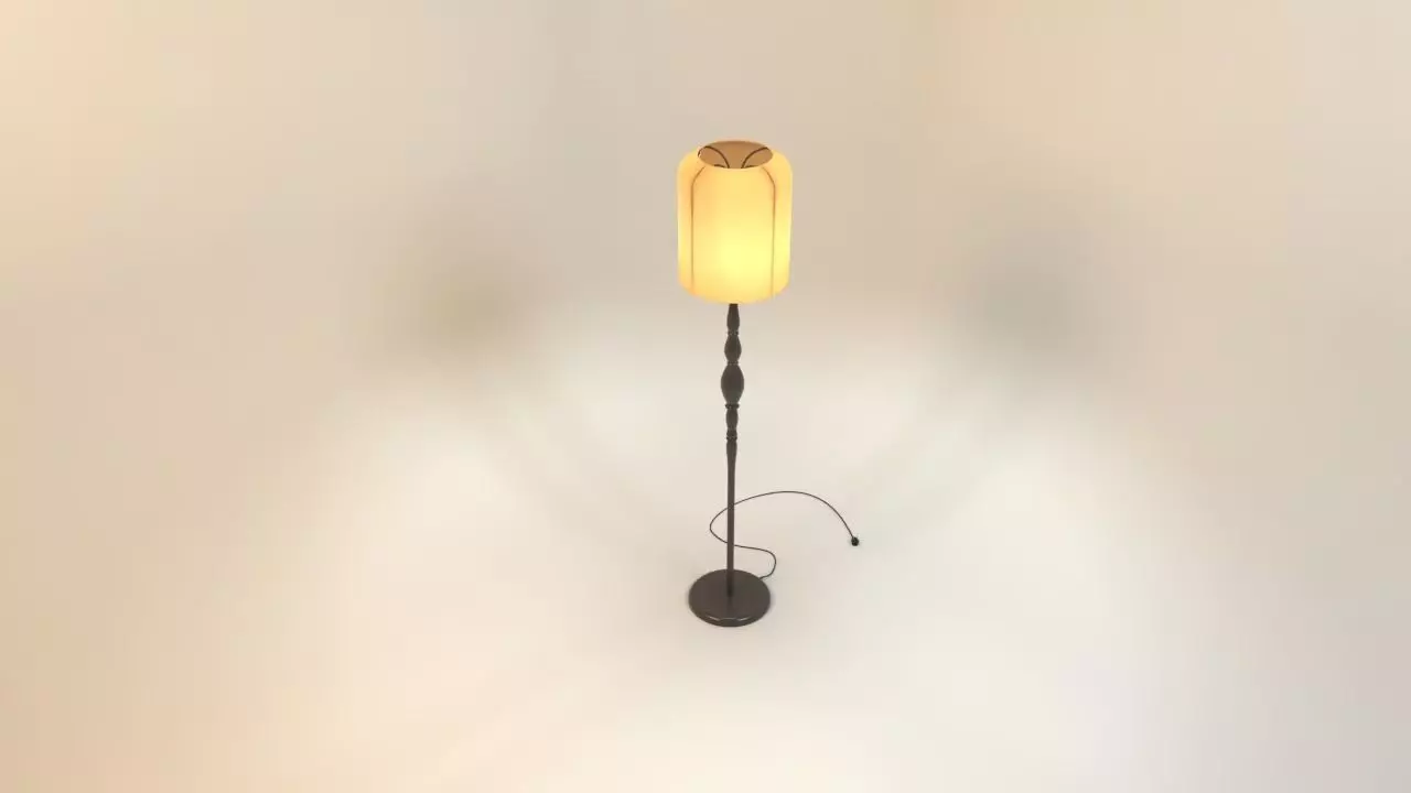 Metal floor lamp - light source Free 3D model_0